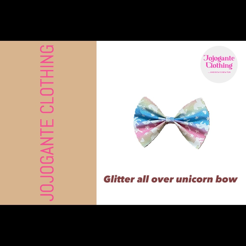 “Glitter all over unicorn bow”